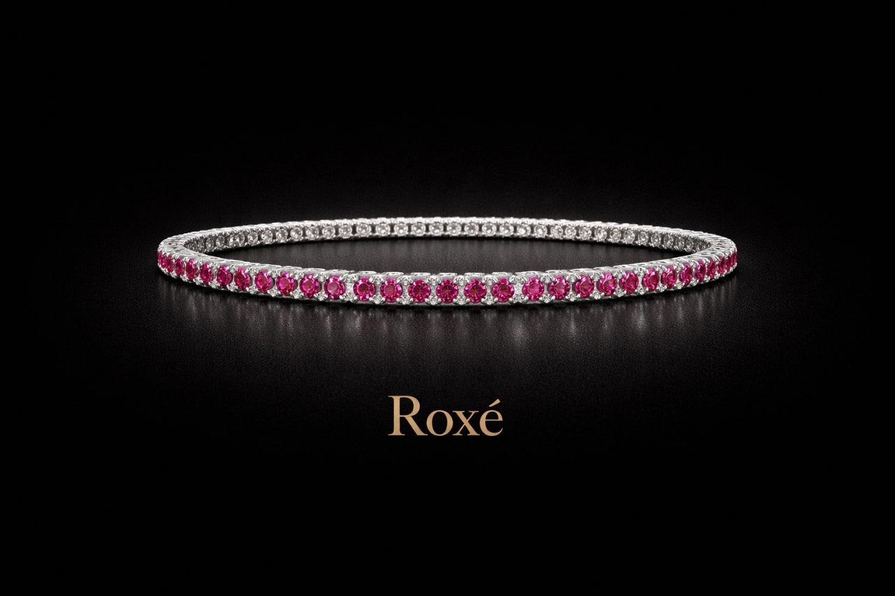 Set 12 bratari ROXE argintii elastice cu pietre magenta stralucitoare elegante