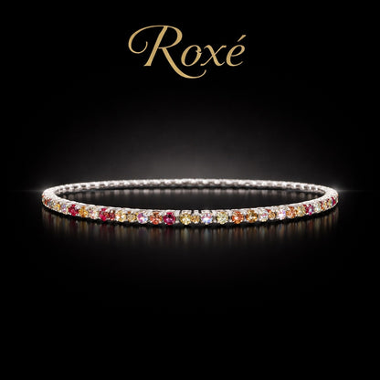 Set 12 bratari ROXE argintii elastice cu pietre multicolore roz si aurii elegante