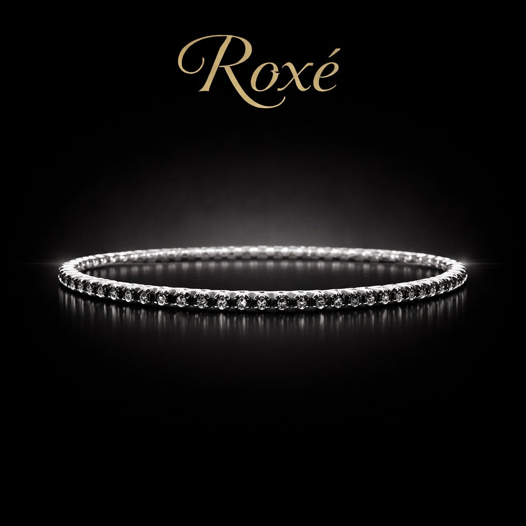 Set 12 bratari ROXE argintii elastice cu pietre negre elegante stralucitoare