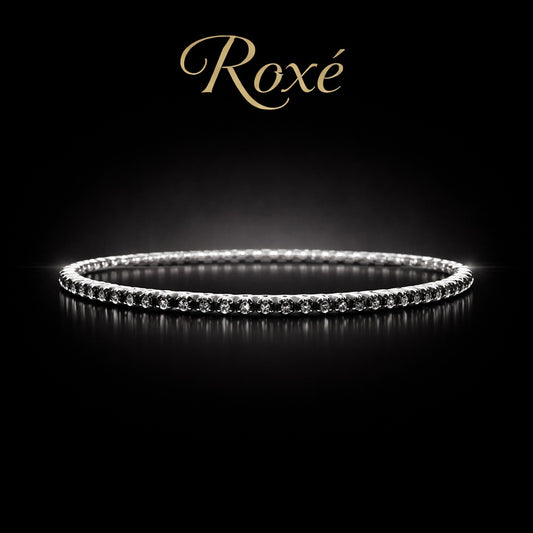 Set 12 bratari ROXE argintii elastice cu pietre negre elegante stralucitoare