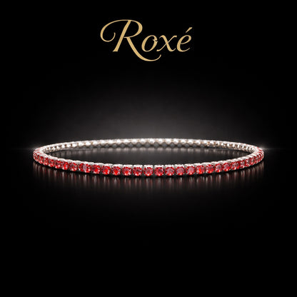 Set 12 bratari ROXE argintii elastice cu pietre rosii elegante