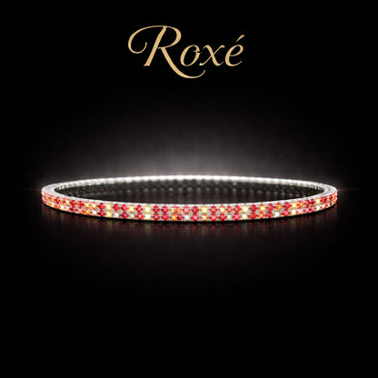 Set 12 bratari ROXE argintii elastice cu pietre rosii reflectorizante elegante