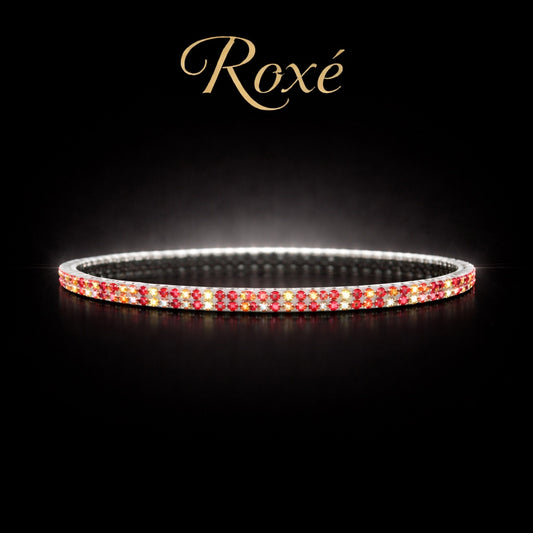 Set 12 bratari ROXE argintii elastice cu pietre rosii reflectorizante elegante