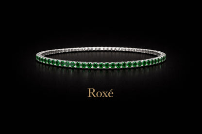 Set 12 bratari ROXE argintii elastice cu pietre verde smarald stralucitoare