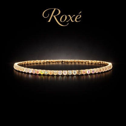 Set 12 bratari ROXE aurii elastice cu pietre albe reflectorizante elegante