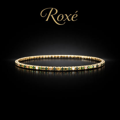 Set 12 bratari ROXE aurii elastice cu pietre albe si verde deschis si inchis