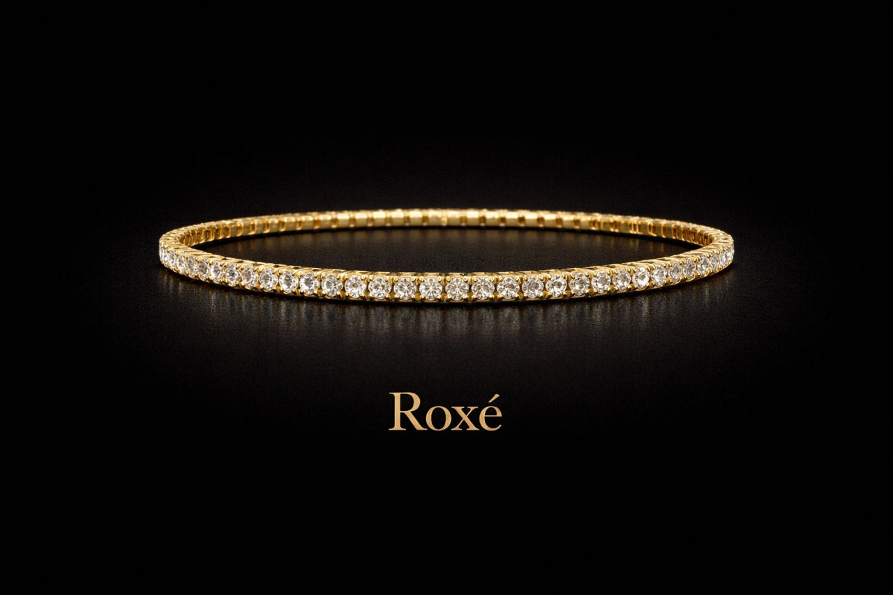 Set 12 bratari ROXE aurii elastice cu pietre albe stralucitoare elegante
