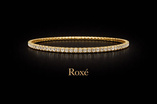 Set 12 bratari ROXE aurii elastice cu pietre albe stralucitoare elegante