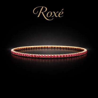 Set 12 bratari ROXE aurii elastice cu pietre magenta stralucitoare elegante