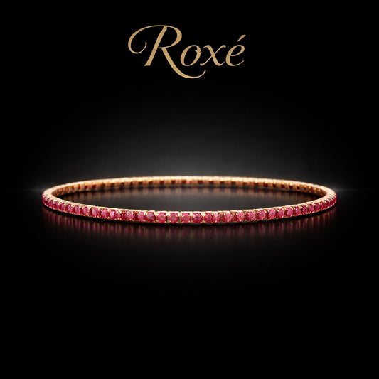 Set 12 bratari ROXE aurii elastice cu pietre magenta stralucitoare elegante
