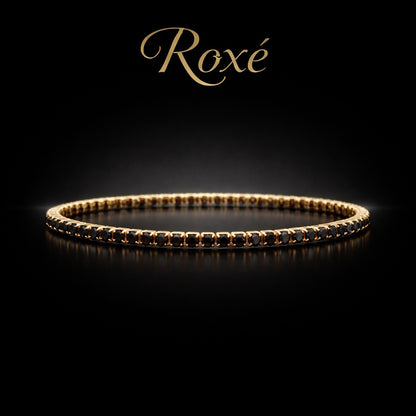 Set 12 bratari ROXE aurii elastice cu pietre negre elegante