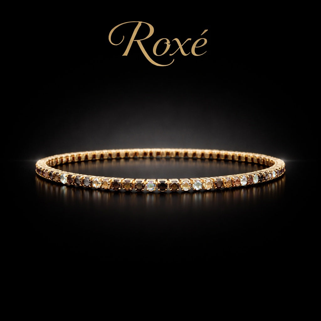 Set 12 bratari ROXE aurii elastice cu pietre roz negre si albe elegante
