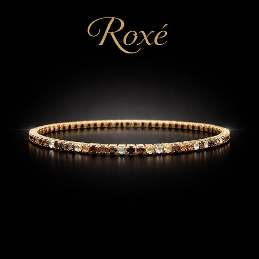 Set 12 bratari ROXE aurii elastice cu pietre roz negre si albe elegante