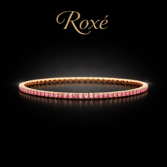 Set 12 bratari ROXE aurii elastice cu pietre roz stralucitoare elegante