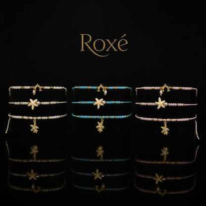 Set 12 bratari Roxe handmade 3x12, 16cm, margele si charmuri marine, culori mixte