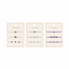 Set 12 Brățări Trio cu Ochi Protectori – 16 cm, Reglabile, Culori Diferite