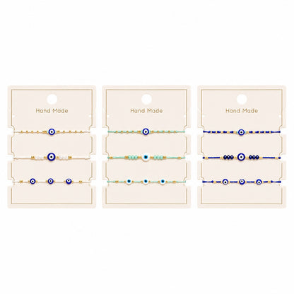 Set 12 Brățări Trio cu Ochi Protectori – 16 cm, Reglabile, Culori Diferite