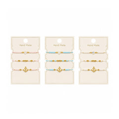 Set 12 Brățări Trio Handmade cu Ancora – 16 cm, Reglabile, Culori Diferite
