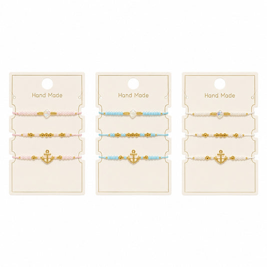 Set 12 Brățări Trio Handmade cu Ancora – 16 cm, Reglabile, Culori Diferite