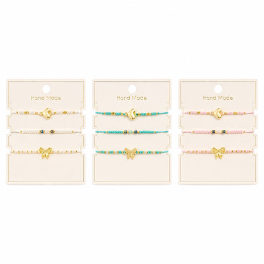 Set 12 Brățări Trio Handmade cu Fluture – 16 cm, Reglabile, Culori Diferite, Design Elegant