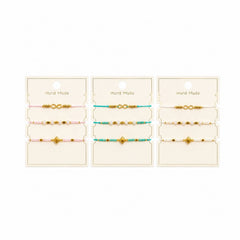 Set 12 Brățări Trio Handmade cu Infinit si Trifoi– 16 cm, Reglabile, Culori Diferite