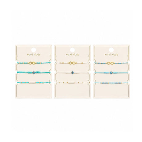 Set 12 Brățări Trio Handmade cu Ochi Protector și Infinit – 16 cm, Reglabile, Culori Diferite