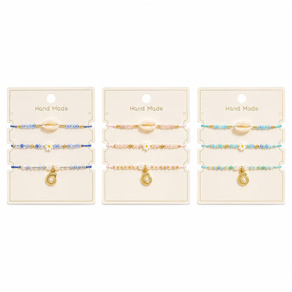 Set 12 Brățări Trio Handmade cu Scoici – 16 cm, Reglabile, Culori Diferite