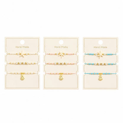 Set 12 Brățări Trio Handmade cu Stea de Mare – 16 cm, Reglabile, Culori Diferite