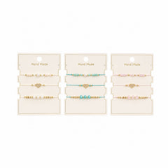 Set 12 Brățări Trio Inimioară Handmade – 16 cm, Reglabile, Culori Diferite, Elegante și Delicate