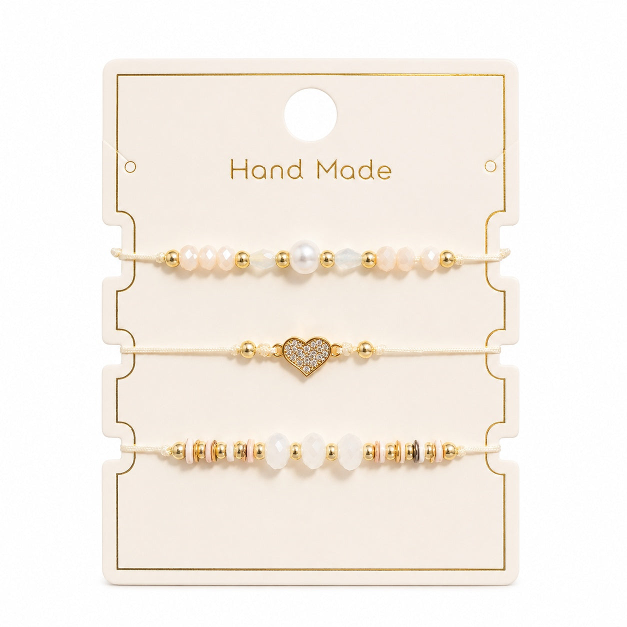 Set 12 Brățări Trio Inimioară Handmade – 16 cm, Reglabile, Culori Diferite, Elegante și Delicate
