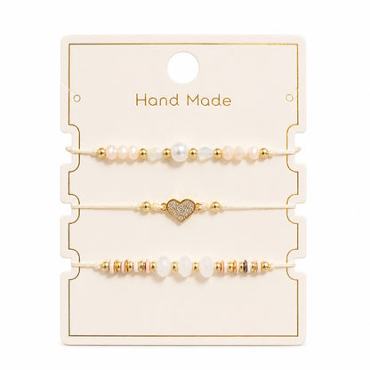 Set 12 Brățări Trio Inimioară Handmade – 16 cm, Reglabile, Culori Diferite, Elegante și Delicate