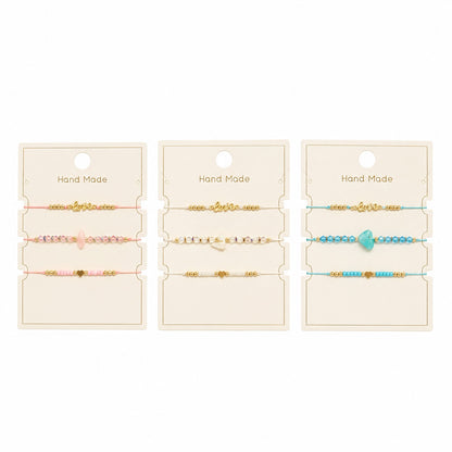 Set 12 Brățări Trio Love Handmade – 16 cm, Reglabile, Culori Diferite, cu Inimioară și Cristale