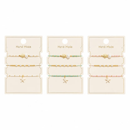 Set 12 Brățări Trio Scoică și Țestoasă Handmade – 16 cm, Reglabile, Culori Diferite