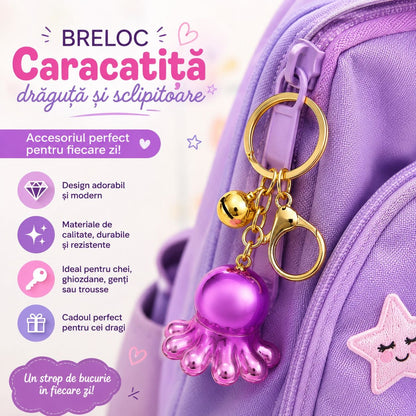 Set 12 Brelocuri Caracatiță 4 cm – Mix Culori, Accesorii Drăguțe pentru Chei, Ghiozdan și Geantă