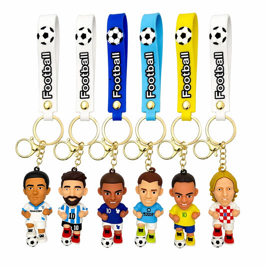 Set 12 brelocuri fotbalisti cu figurine si curea colorata