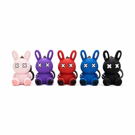 Set 12 Brelocuri Iepuraș 5,5 cm – Mix Culori, Accesorii pentru Chei, Ghiozdan și Geantă