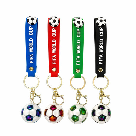 Set 12 brelocuri minge fotbal cu LED multicolor si curea colorata