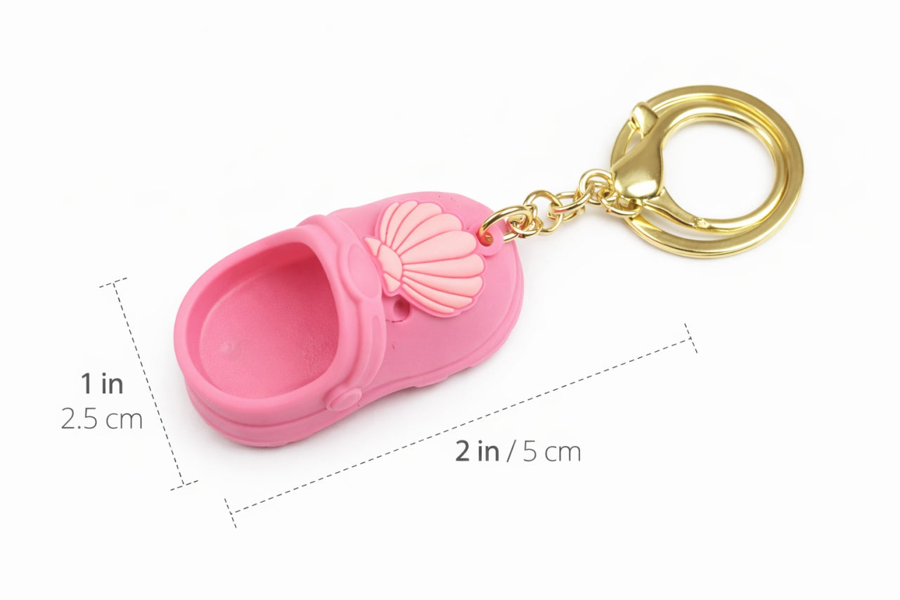 Set 12 brelocuri mini papuci colorati din silicon cu lant metalic