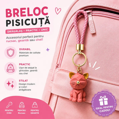 Set 12 Brelocuri Pisică 4,5 cm – Mix Culori, Accesorii pentru Chei, Ghiozdan și Geantă