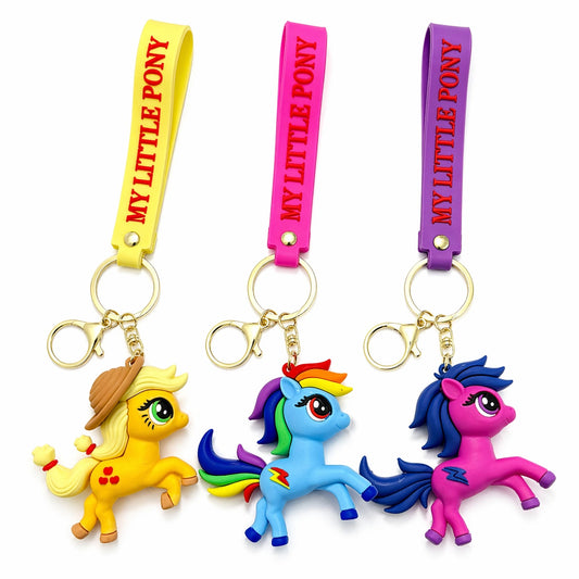 Set 12 brelocuri ponei colorați, 7 cm, din silicon, modele diferite