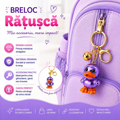 Set 12 Brelocuri Rățușcă 5 cm – Mix Culori Metalizate, Accesorii Drăguțe pentru Chei și Genți