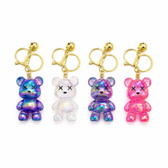 Set 12 Brelocuri Ursuleț 5,5 cm – Mix Culori Holografice, Accesorii pentru Chei, Ghiozdan și Geantă