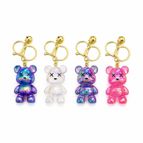 Set 12 Brelocuri Ursuleț 5,5 cm – Mix Culori Holografice, Accesorii pentru Chei, Ghiozdan și Geantă