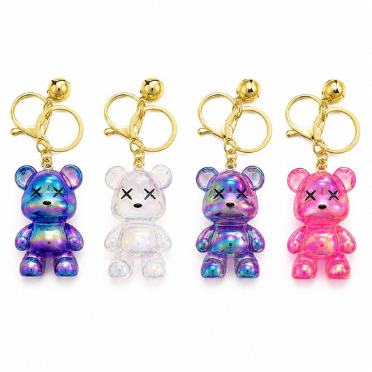 Set 12 Brelocuri Ursuleț 5,5 cm – Mix Culori Holografice, Accesorii pentru Chei, Ghiozdan și Geantă