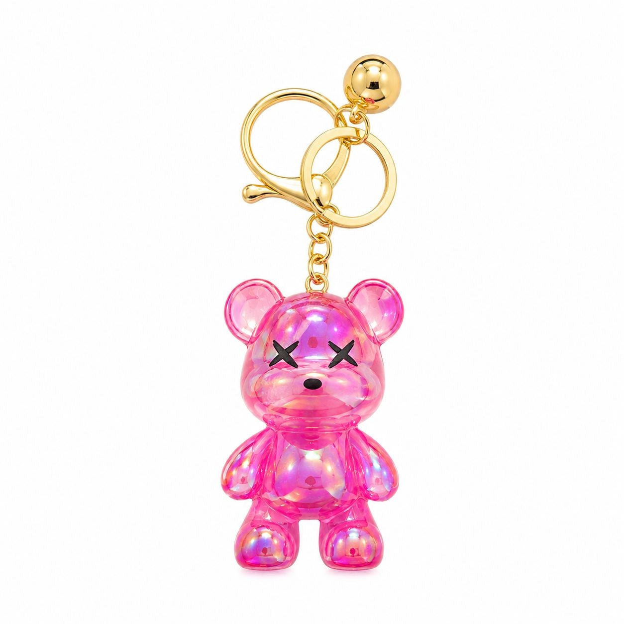Set 12 Brelocuri Ursuleț 5,5 cm – Mix Culori Holografice, Accesorii pentru Chei, Ghiozdan și Geantă