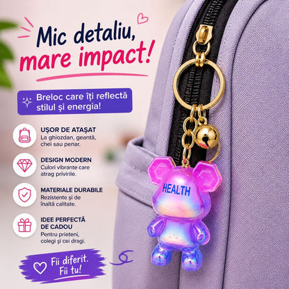 Set 12 Brelocuri Ursuleț 5,5 cm – Mix Culori Iridescente, Accesorii pentru Chei și Ghiozdan