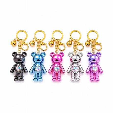 Set 12 Brelocuri Ursuleț 6 cm – Mix Culori Metalizate, Accesorii Premium pentru Chei și Genți