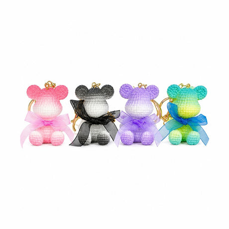 Set 12 Brelocuri Ursuleț cu Fundita 5,5 cm – Mix culori, Accesorii Colorate pentru Chei și Ghiozdane