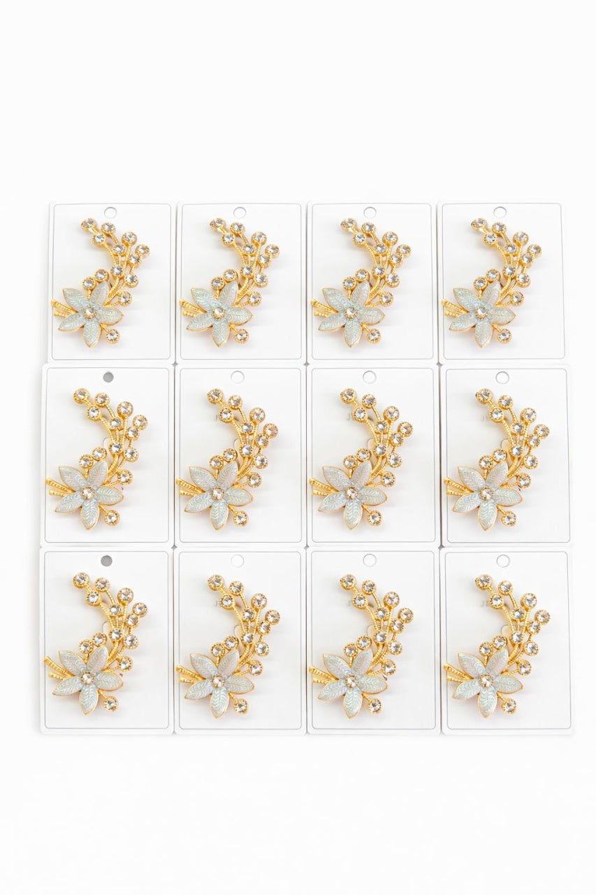 Set 12 Brose Martisor, 5 cm, Floare cu cristale, Cadou 1 Martie