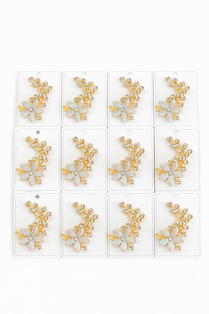 Set 12 Brose Martisor, 5 cm, Floare cu cristale, Cadou 1 Martie